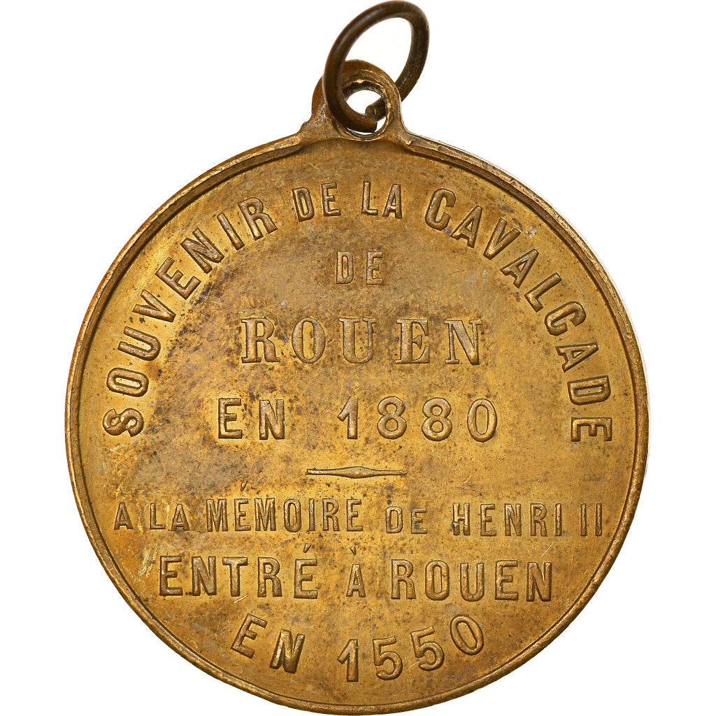 France, Jeton, Souvenir de la cavalcade, 1880, ROUEN, TTB+, Laiton