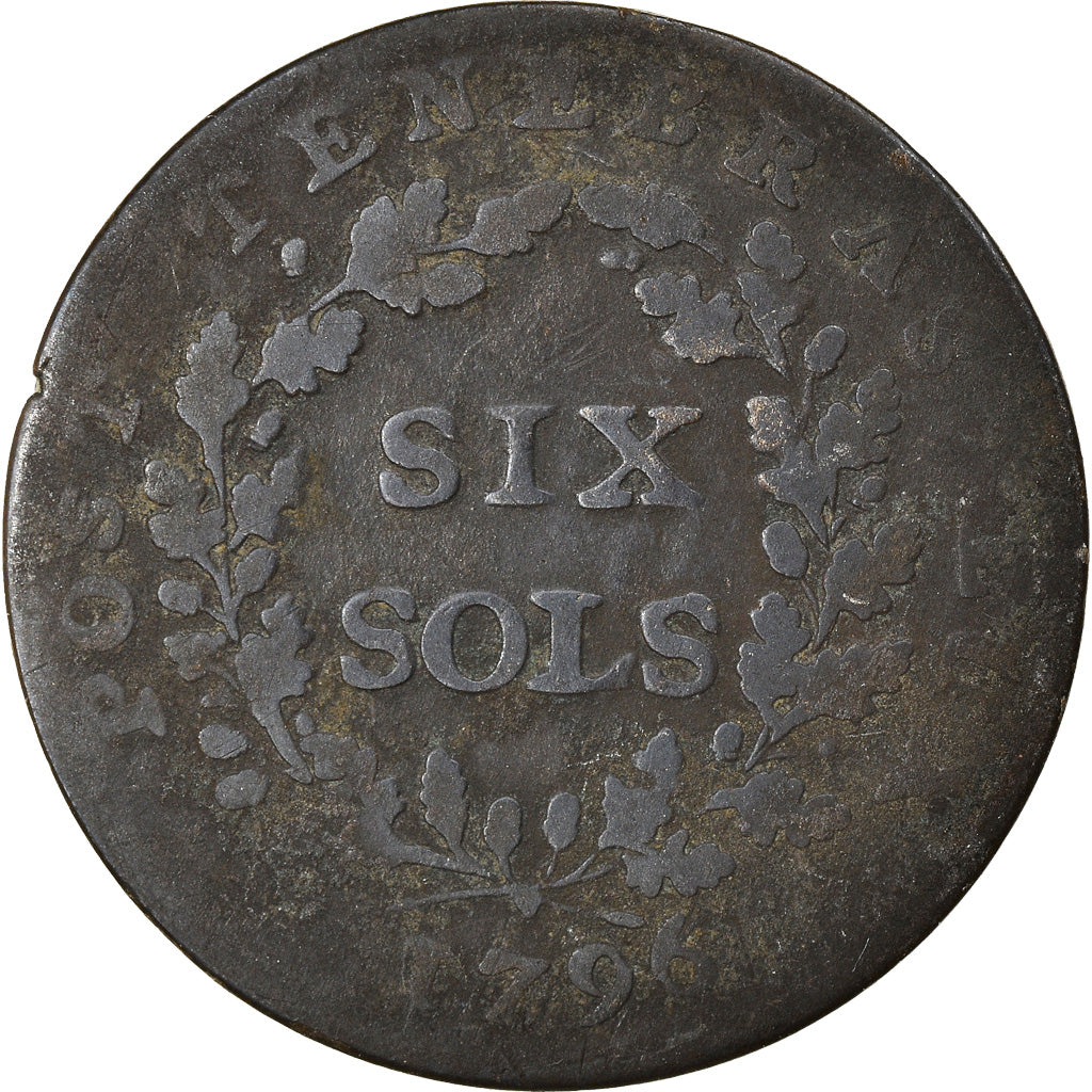 Moneda, CANTONES SUIZOS, GENEVA, 6 Sols, 1796, Bern, BC+, Vellón, KM:109
