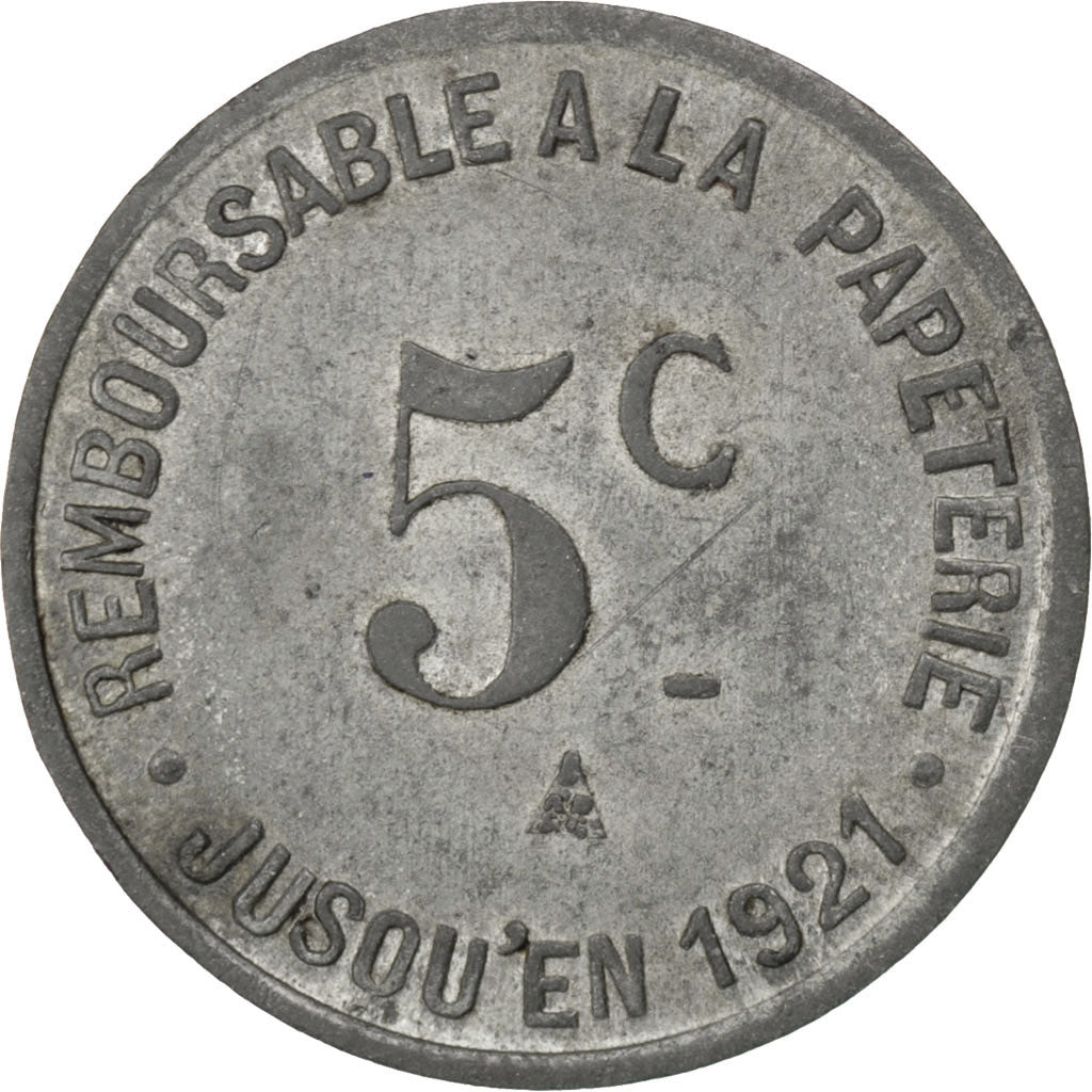 France, 5 Centimes, 1921, AU(50-53), Zinc, Elie #10.1, 1.80