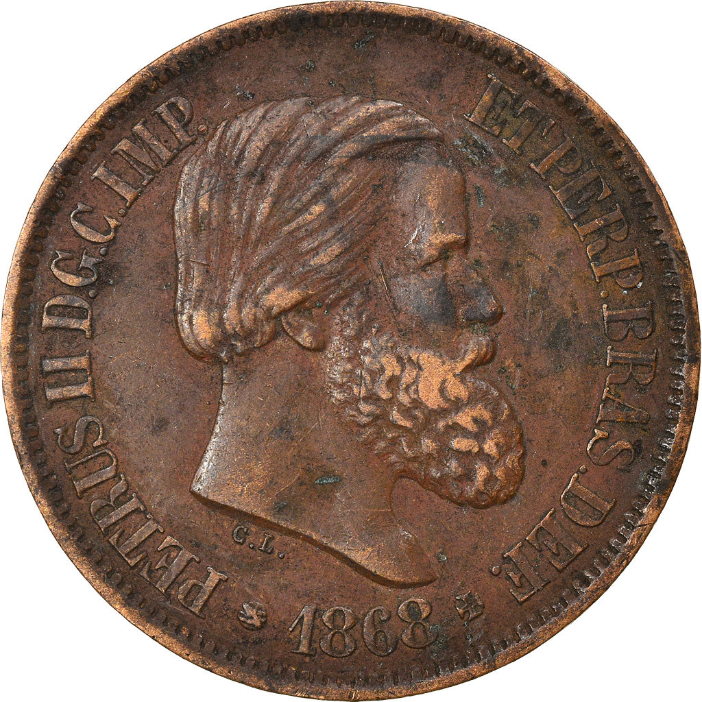 Münze, Brasilien, Pedro II, 20 Reis, 1868, SS, Bronze, KM:474