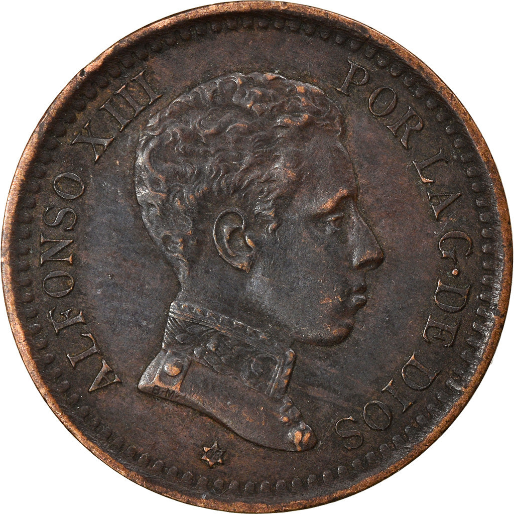 Moneta, Spagna, Alfonso XIII, 2 Centimos, 1905, Madrid, BB, Rame, KM:722