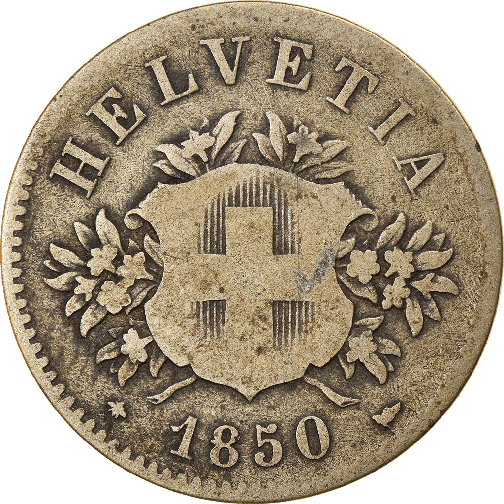 Moneta, Svizzera, 20 Rappen, 1850, Bern, MB+, Biglione, KM:7