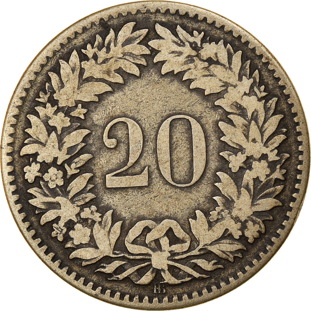 Moneta, Svizzera, 20 Rappen, 1850, Bern, MB+, Biglione, KM:7