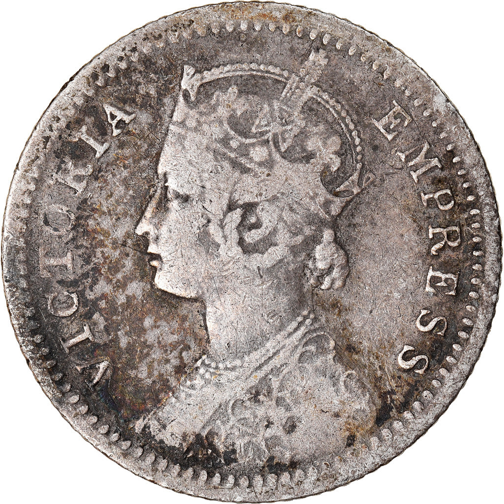Moneta, INDIA - BRITANNICA, Victoria, 1/4 Rupee, 1891, Bombay, MB+, Argento