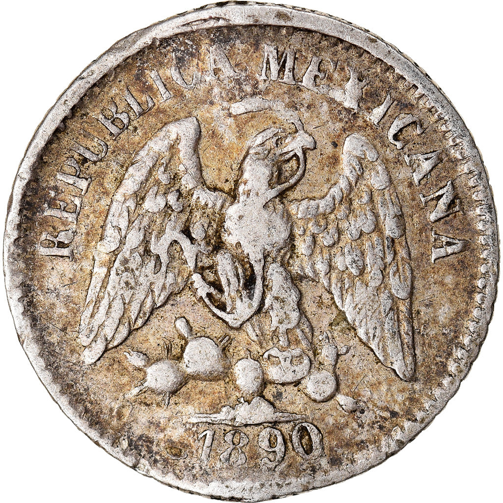 Münze, Mexiko, 5 Centavos, 1890, Guanajuato, S+, Silber, KM:398.5