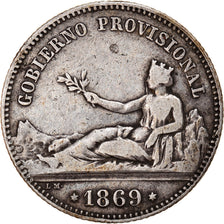 Moneta, Spagna, Provisional Government, Peseta, 1869, Madrid, BB, Argento