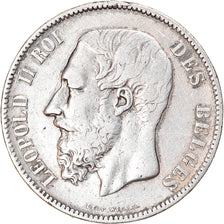 Moeda, Bélgica, Leopold II, 5 Francs, 5 Frank, 1867, VF(30-35), Prata, KM:24