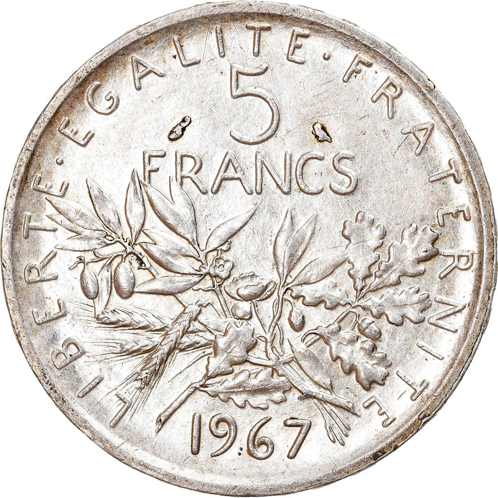 Coin, France, Semeuse, 5 Francs, 1967, AU(55-58), Silver, KM:926, Gadoury:770