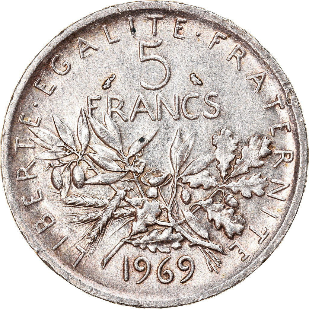 Moneta, Francia, Semeuse, 5 Francs, 1969, Paris, BB+, Argento, KM:926