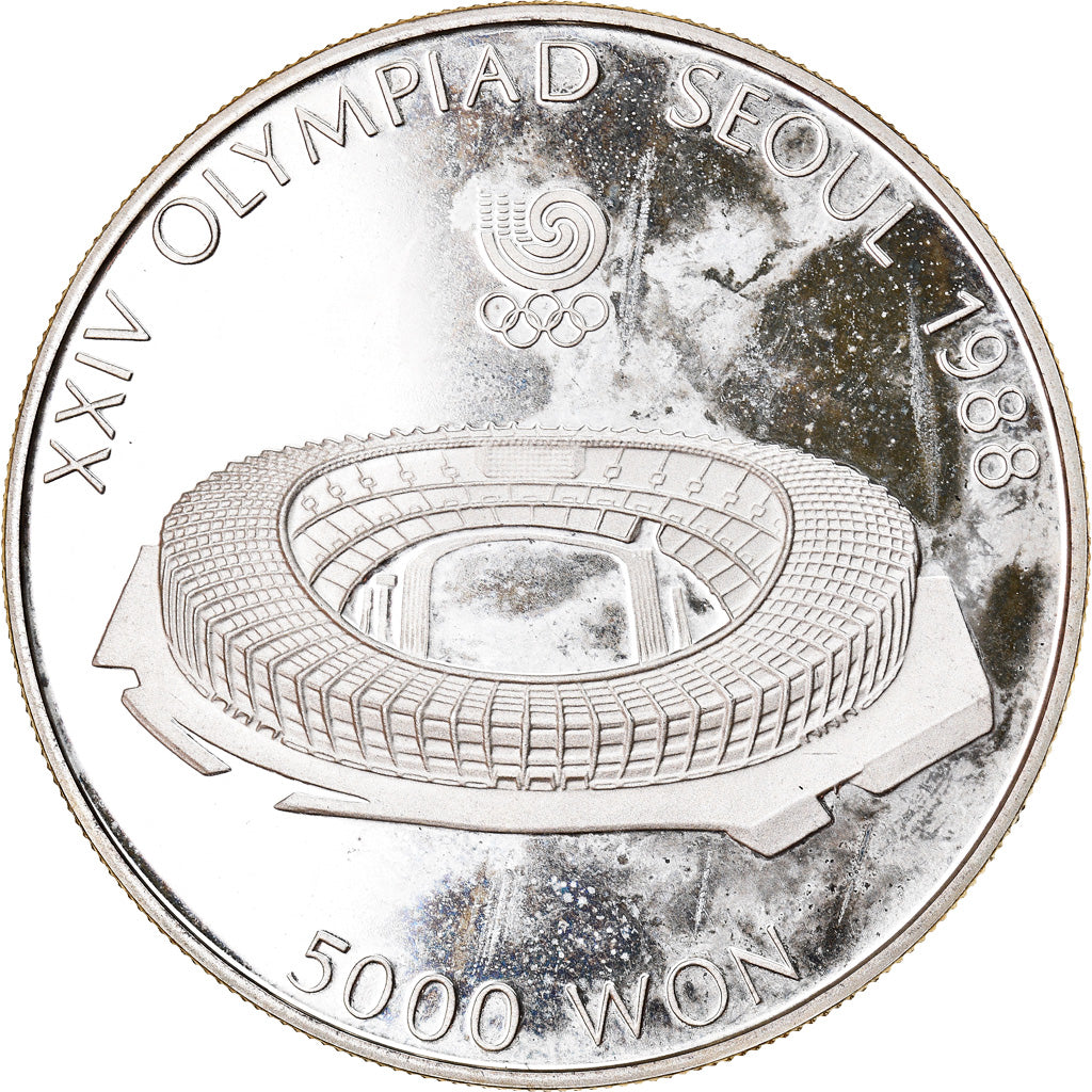 Moneda, COREA DEL SUR, 5000 Won, 1987, SC+, Plata, KM:60