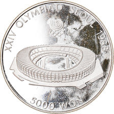 Moneda, COREA DEL SUR, 5000 Won, 1987, SC+, Plata, KM:60