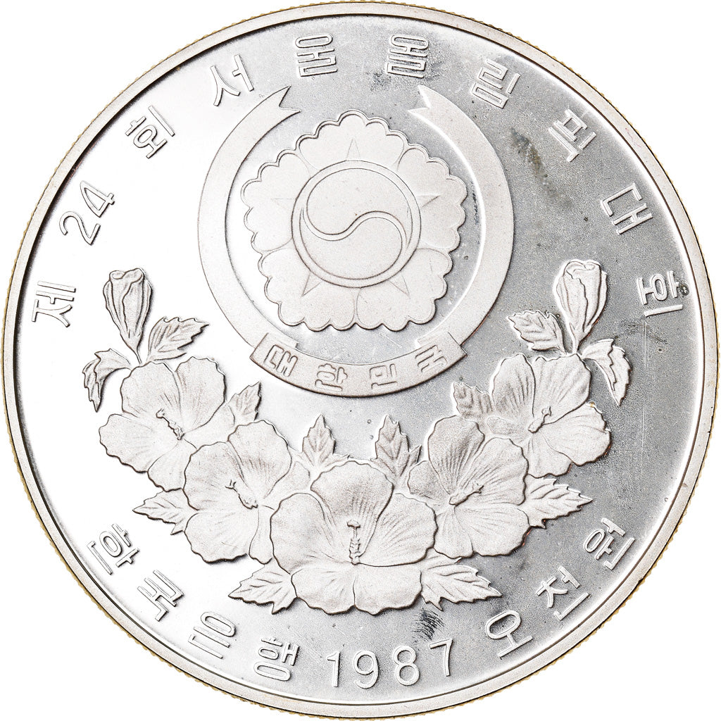 Moneda, COREA DEL SUR, 5000 Won, 1987, SC+, Plata, KM:60