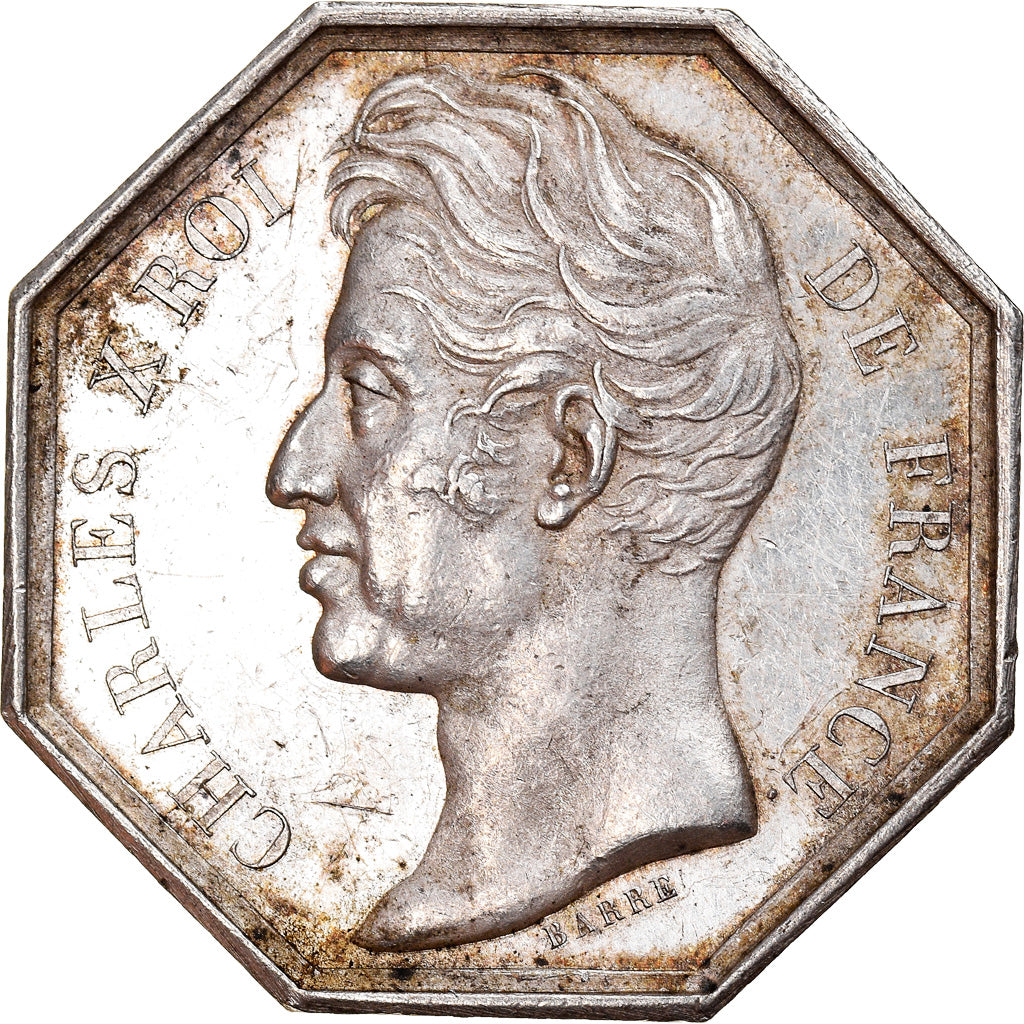 France, Jeton, Royal, Charles X, History, 1825, Barre, TTB+, Argent