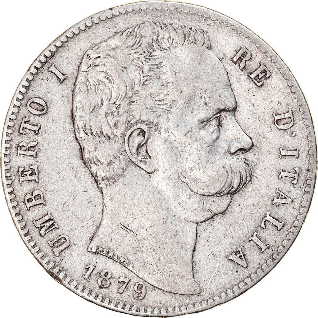 Münze, Italien, Umberto I, 5 Lire, 1879, Rome, S+, Silber, KM:20