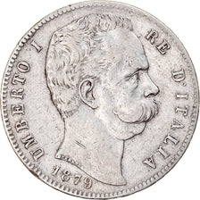 Münze, Italien, Umberto I, 5 Lire, 1879, Rome, S+, Silber, KM:20