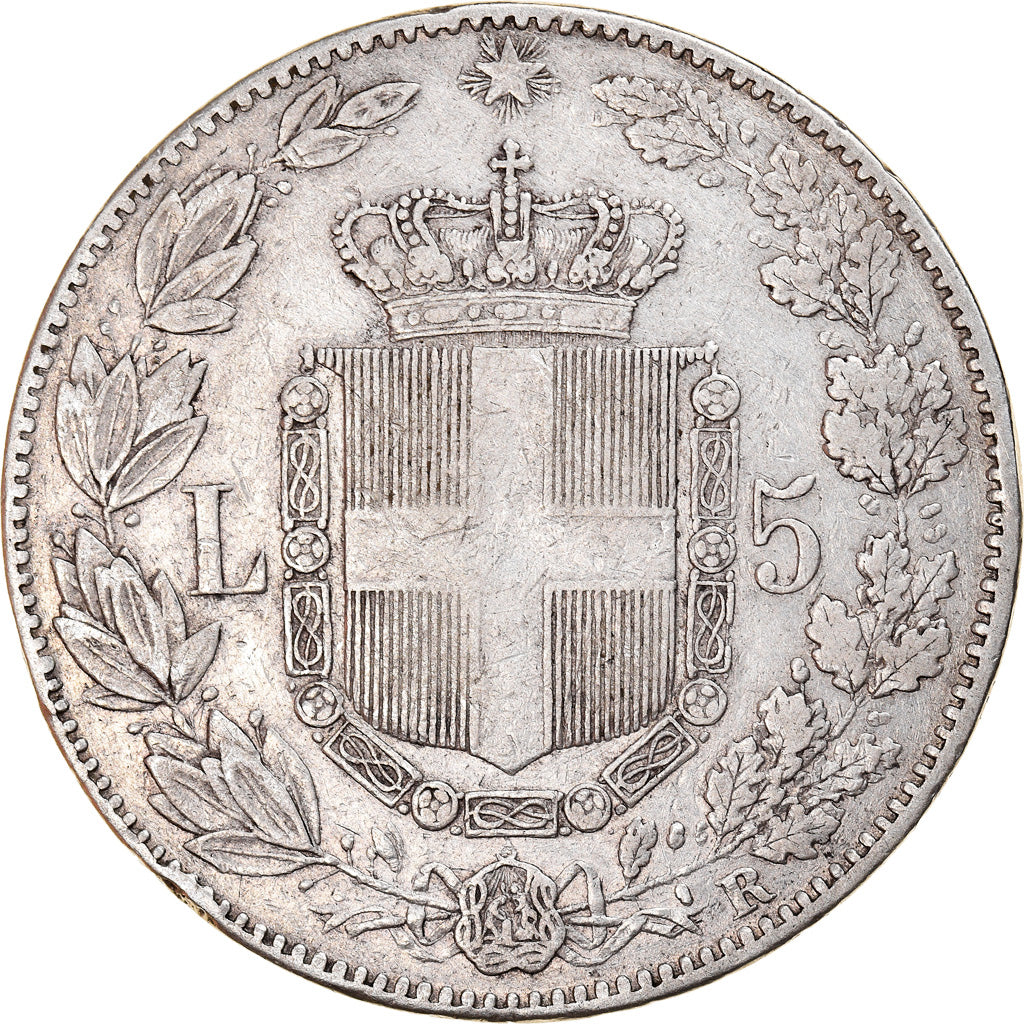 Münze, Italien, Umberto I, 5 Lire, 1879, Rome, S+, Silber, KM:20