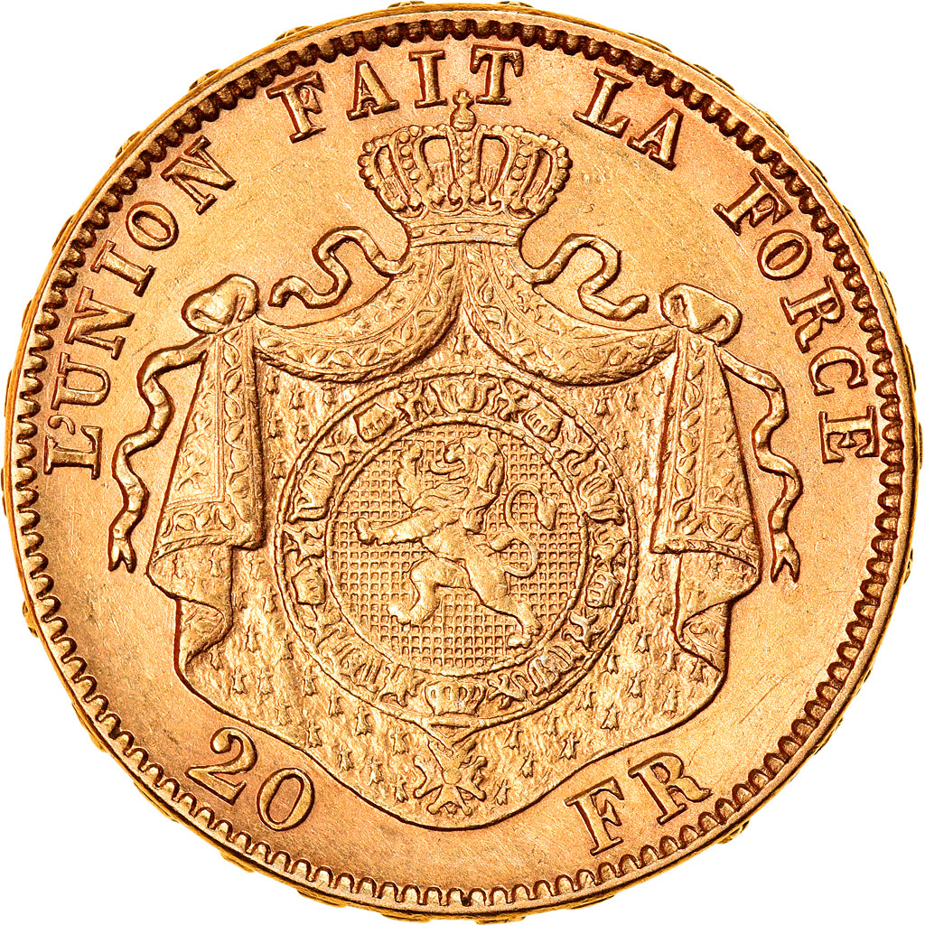 Coin, Belgium, Leopold II, 20 Francs, 20 Frank, 1878, AU(55-58), Gold, KM:37