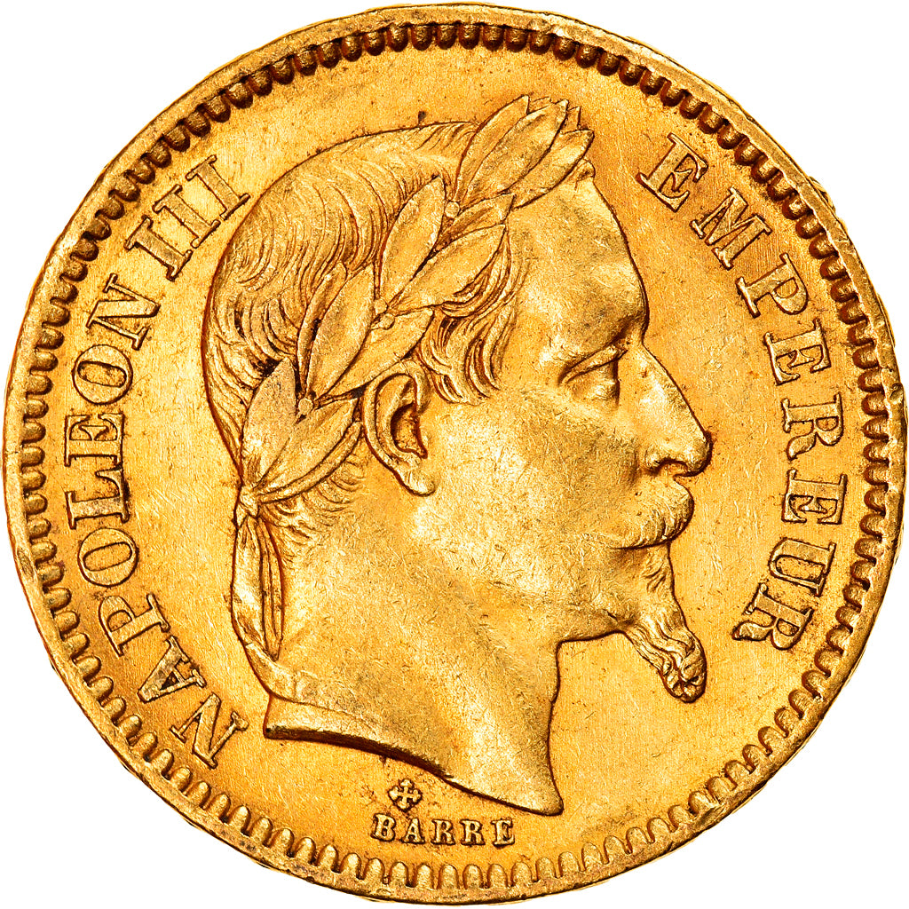Munten, Frankrijk, Napoleon III, 20 Francs, 1865, Strasbourg, PR, Goud