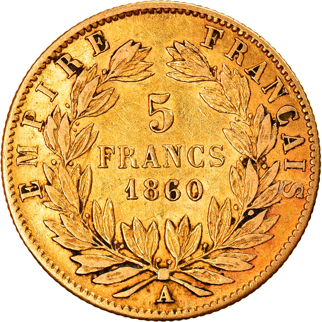 Moeda, França, Napoleon III, Napoléon III, 5 Francs, 1860, Paris, EF(40-45)