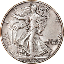 Coin, United States, Walking Liberty Half Dollar, Half Dollar, 1942, U.S. Mint