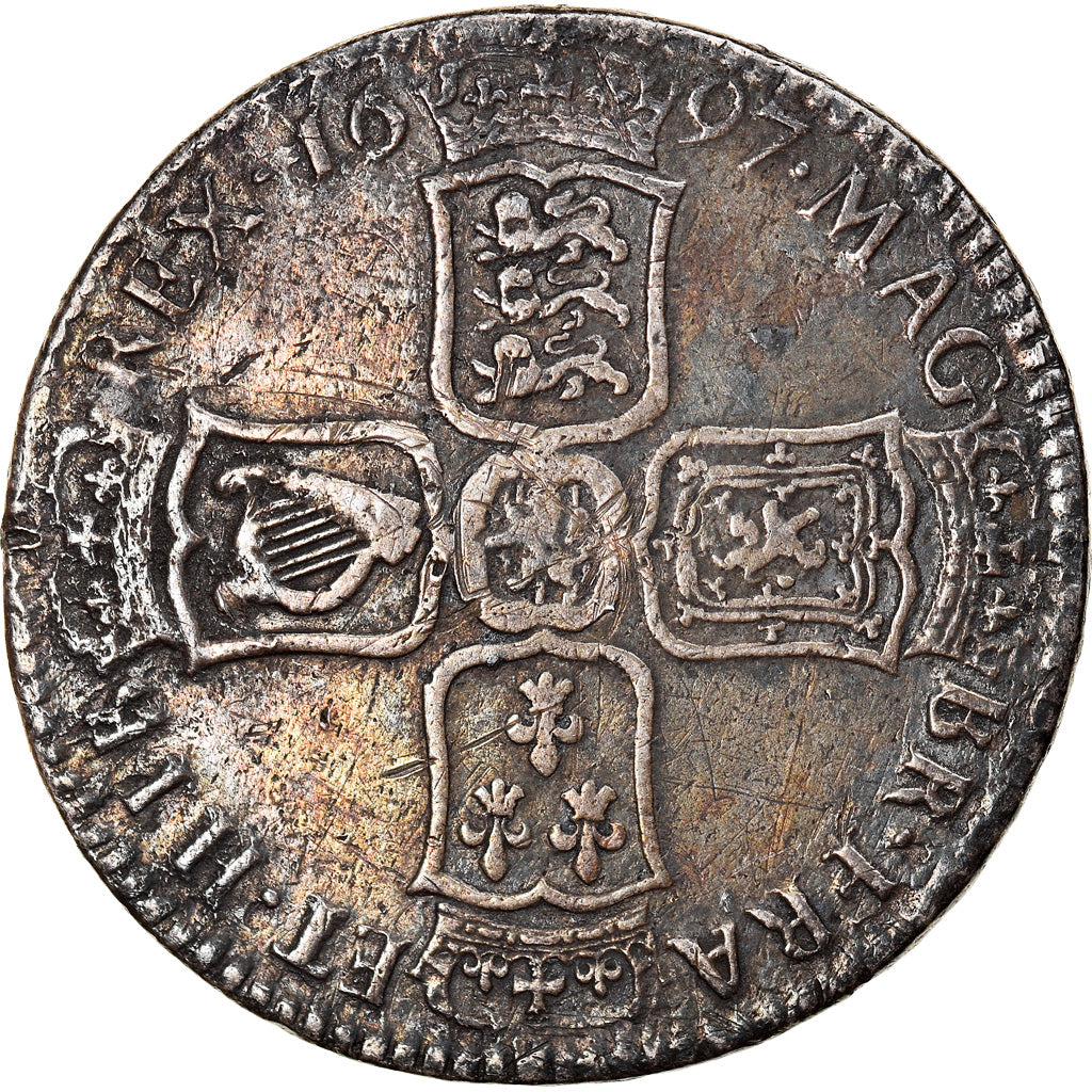 Moneta, Gran Bretagna, William III, 1/2 Crown, 1697, London, MB, Argento