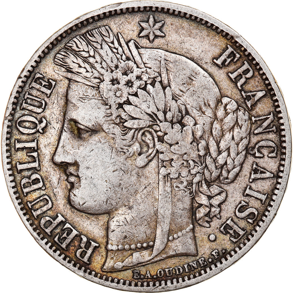 Moneta, Francia, Cérès, 5 Francs, 1851, Paris, MB+, Argento, KM:761.1