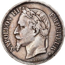 Moneta, Francia, Napoléon III, 5 Francs, 1867, Strasbourg, BB, Argento