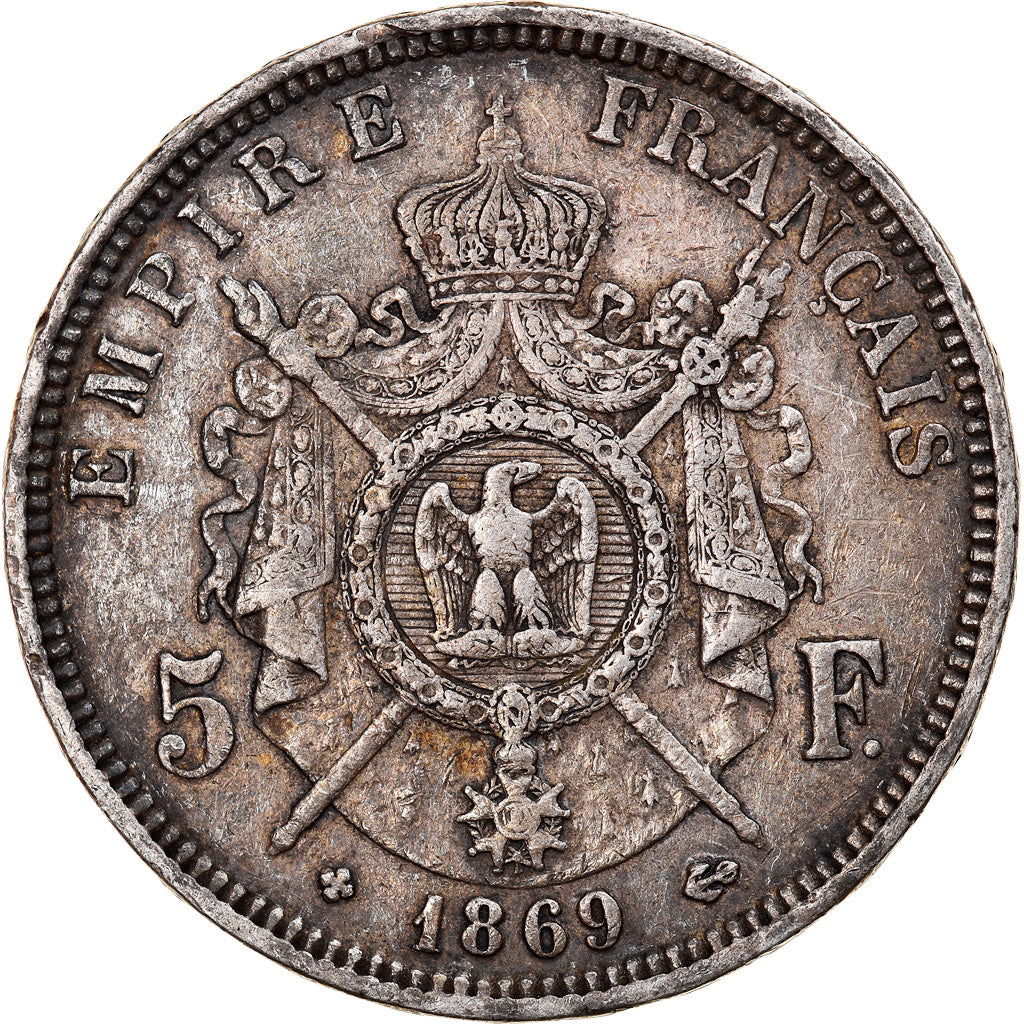 Münze, Frankreich, Napoléon III, 5 Francs, 1869, Strasbourg, S+, Silber
