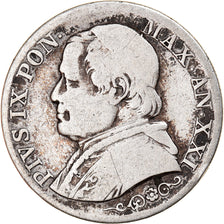 Moneda, Estados italianos, PAPAL STATES, Pius IX, Lira, 1866, Roma, BC+, Plata
