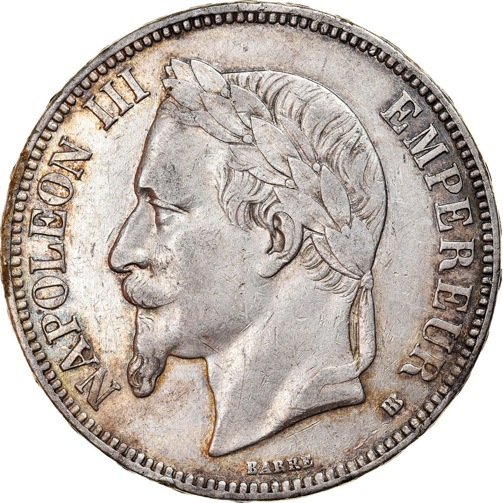 Moneta, Francia, Napoléon III, 5 Francs, 1869, Strasbourg, BB, Argento