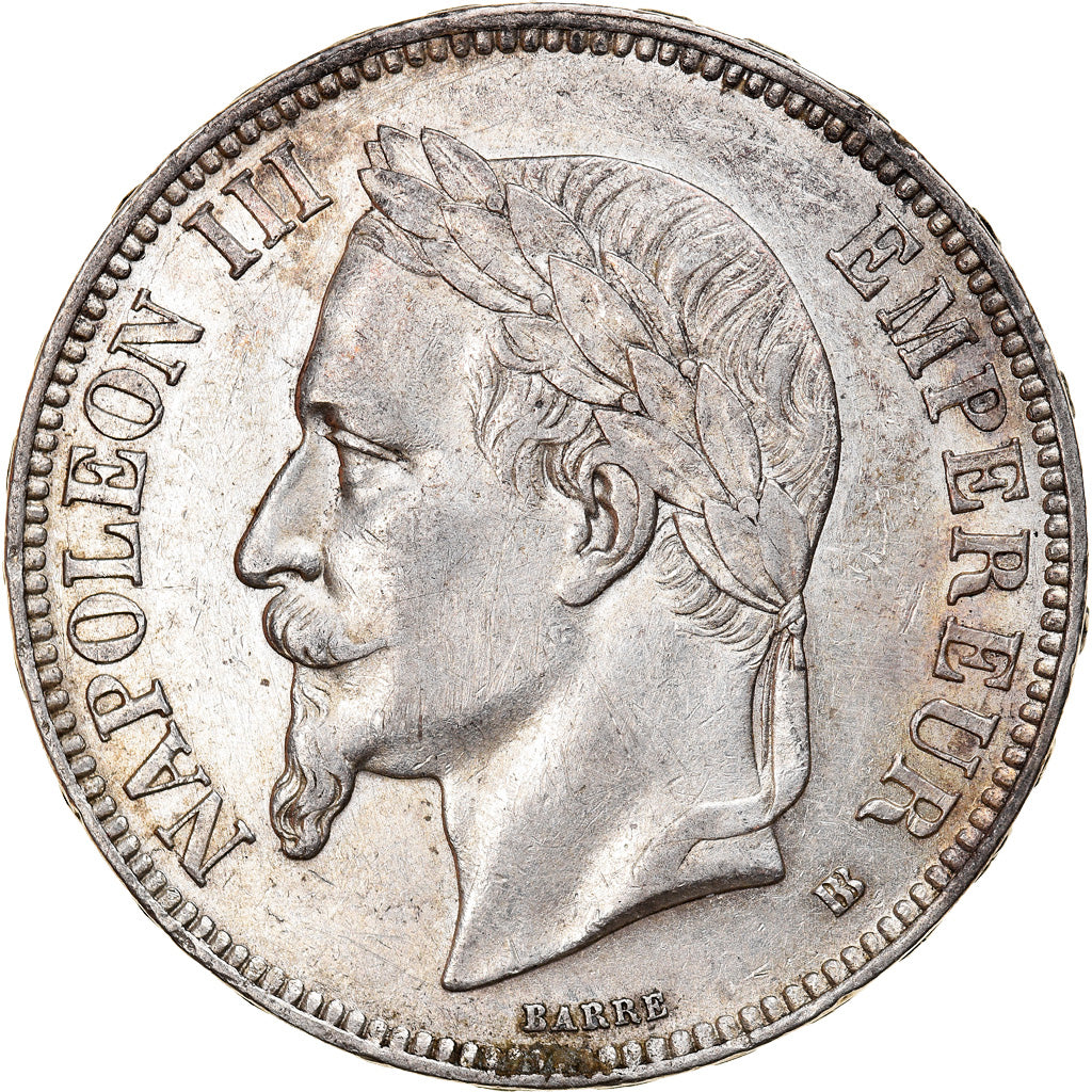 Munten, Frankrijk, Napoléon III, 5 Francs, 1869, Strasbourg, ZF+, Zilver