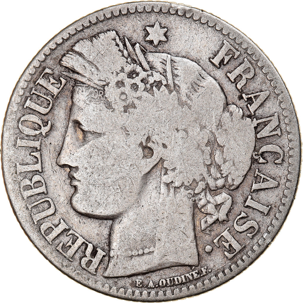 Münze, Frankreich, Cérès, 2 Francs, 1871, Bordeaux, S, Silber, KM:816.2