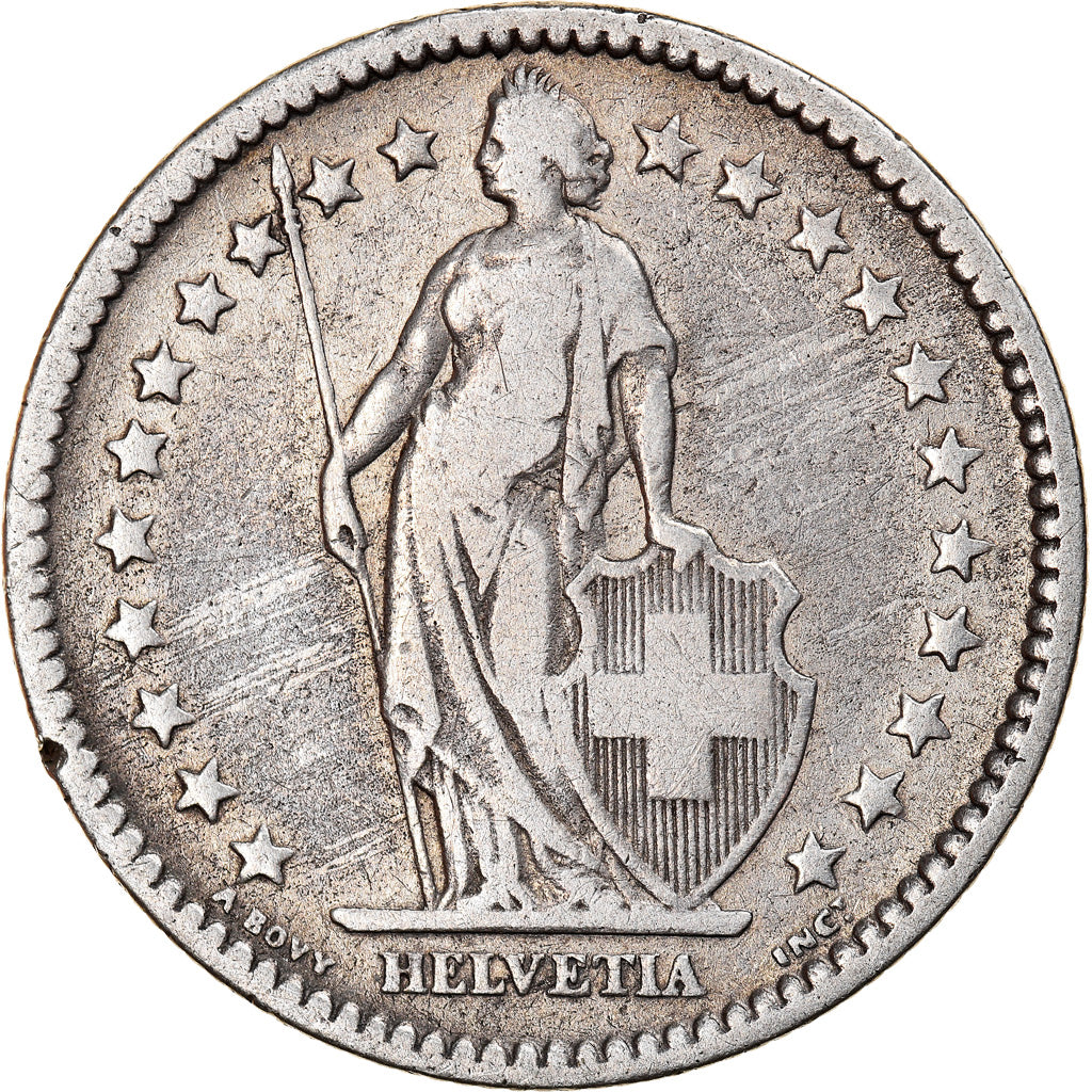Moneta, Svizzera, 2 Francs, 1878, Bern, MB+, Argento, KM:21