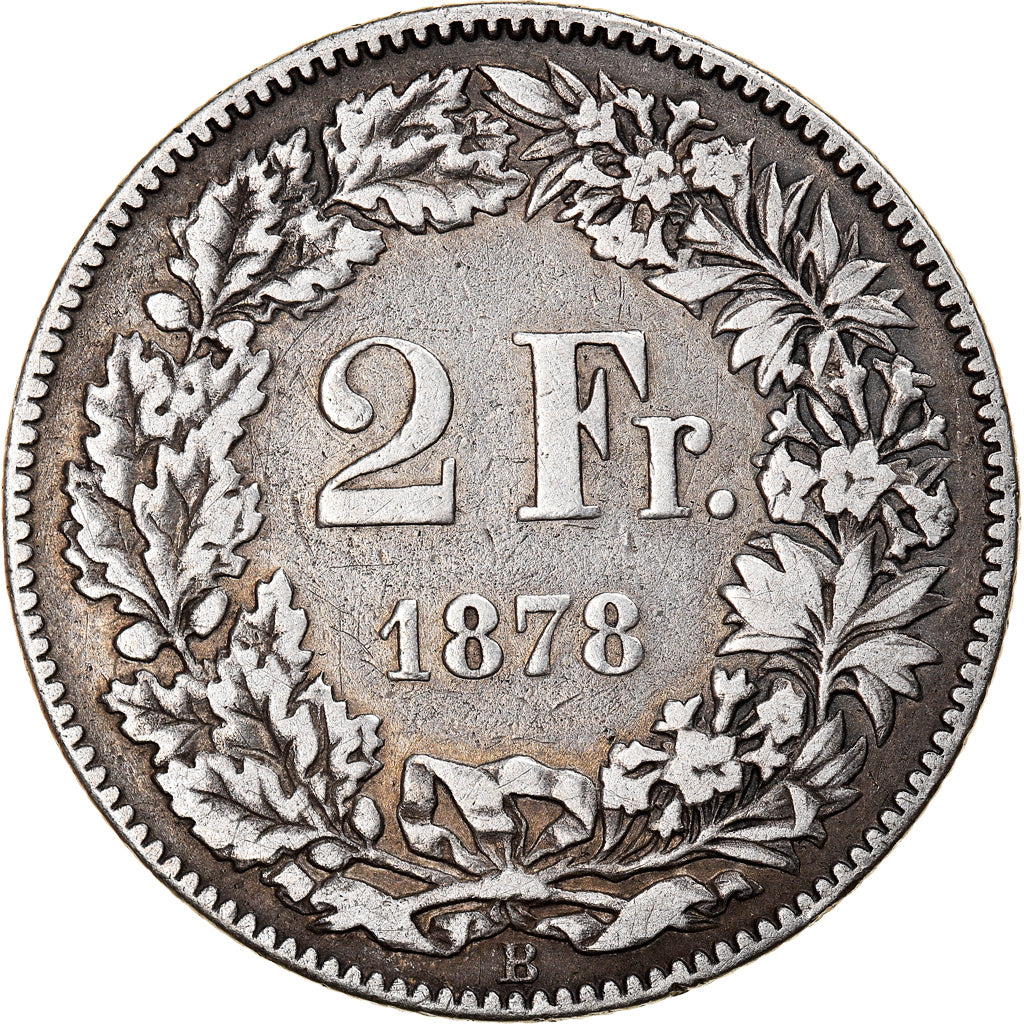 Moneta, Svizzera, 2 Francs, 1878, Bern, MB+, Argento, KM:21