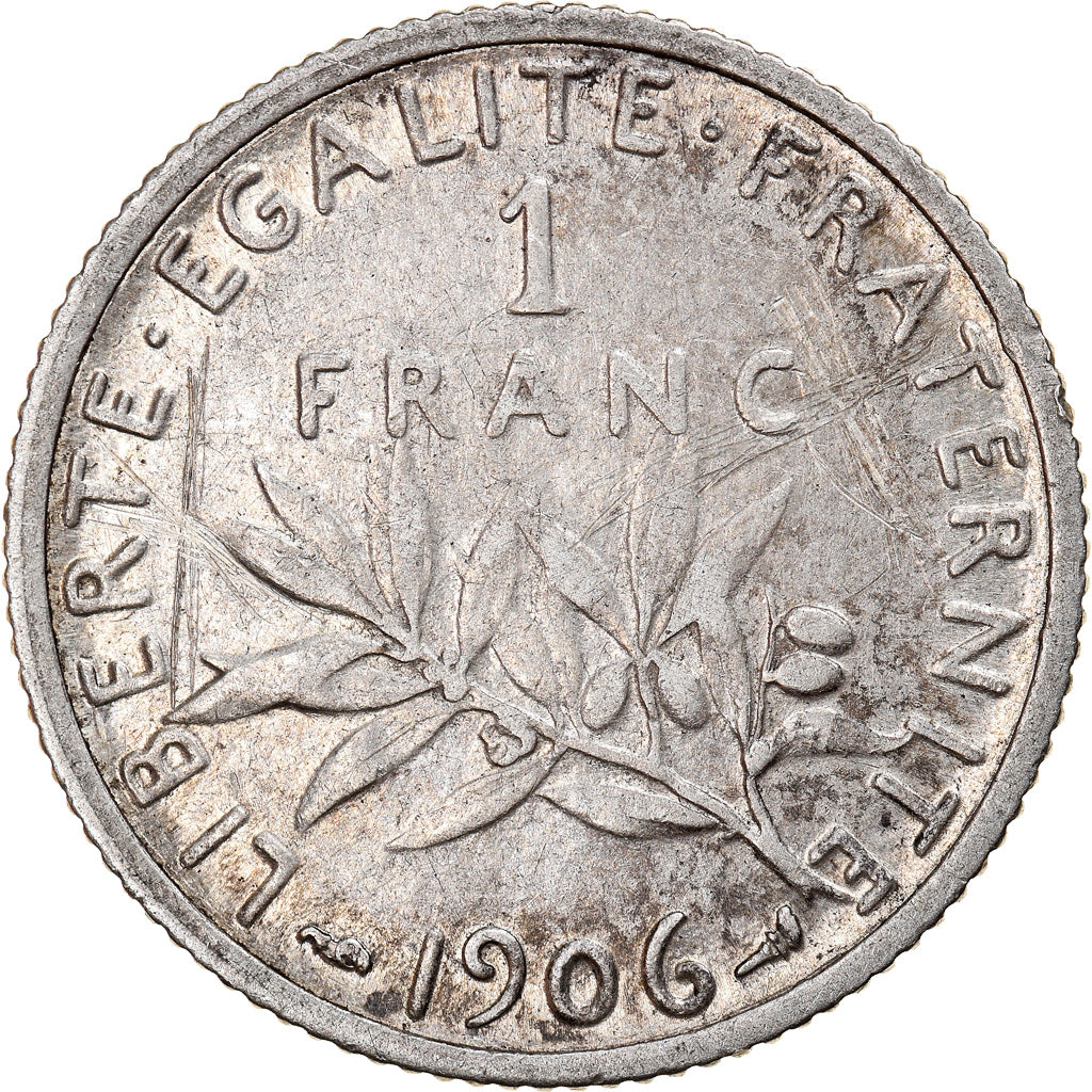 Coin, France, Semeuse, Franc, 1906, Paris, EF(40-45), Silver, KM:844.1