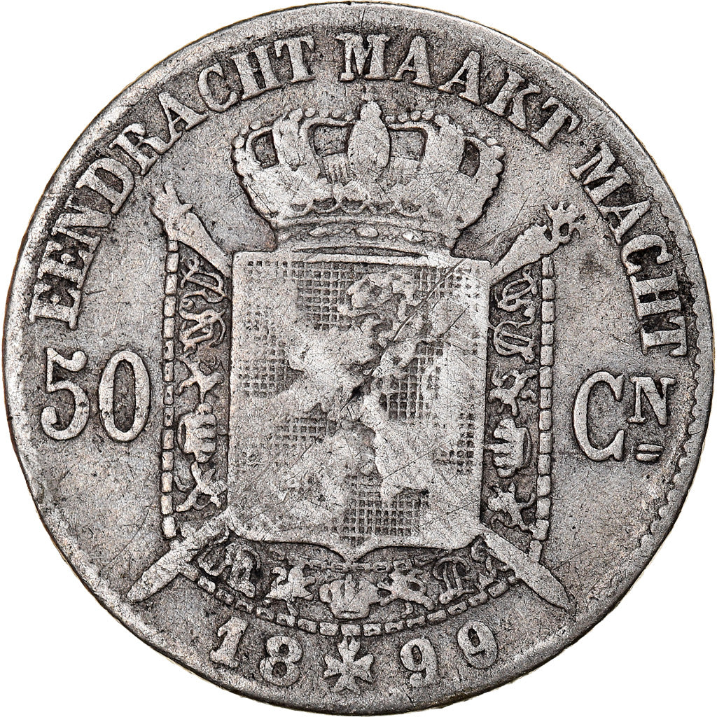 Moneta, Belgio, Leopold II, 50 Centimes, 1899, MB+, Argento, KM:27