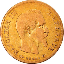 Moneda, Francia, Napoleon III, 10 Francs, 1856, Paris, BC+, Oro, KM:784.3