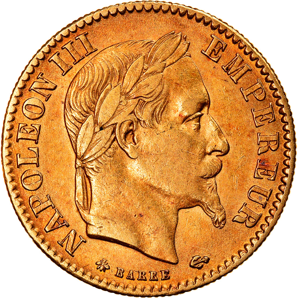 Moeda, França, Napoleon III, 10 Francs, 1865, Paris, AU(50-53), Dourado