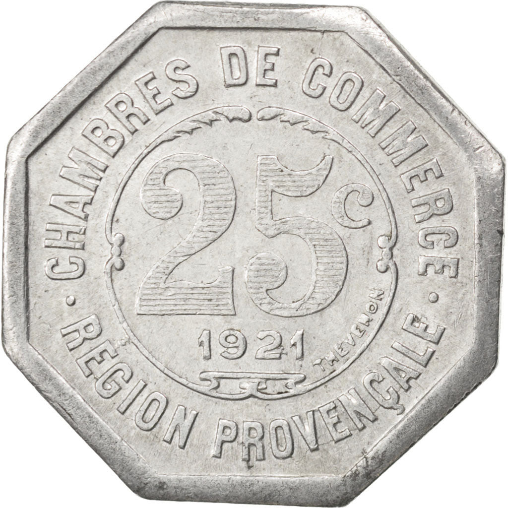 France, 25 Centimes, 1921, AU(55-58), Aluminium, Elie #10.8, 1.44