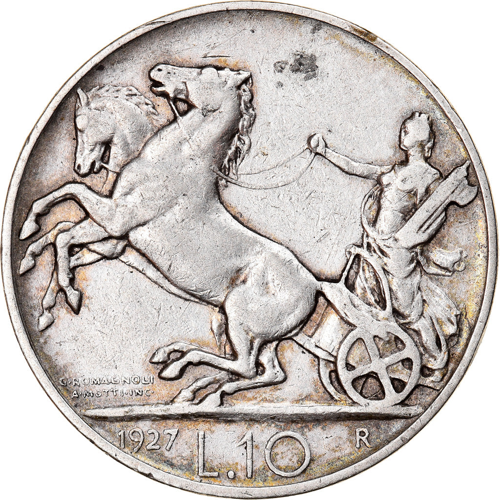 Coin, Italy, Vittorio Emanuele III, 10 Lire, 1927, Rome, AU(50-53), Silver
