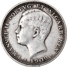 Moeda, Portugal, Manuel II, 200 Reis, 1909, Paris, EF(40-45), Prata, KM:549