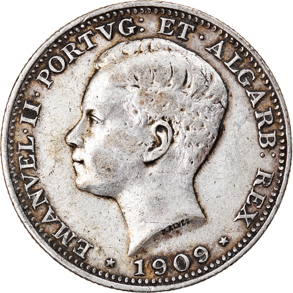 Moneta, Portogallo, Manuel II, 200 Reis, 1909, Paris, BB, Argento, KM:549