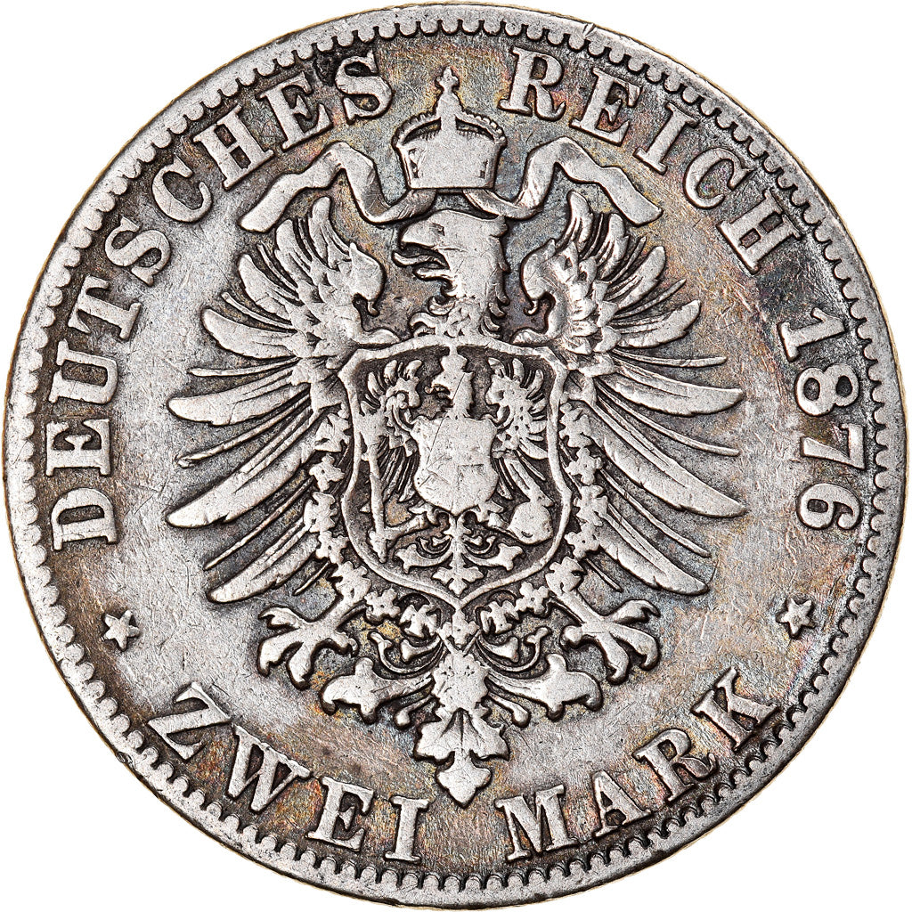 Moneda, Estados alemanes, PRUSSIA, Wilhelm I, 2 Mark, 1876, Frankfurt, BC+