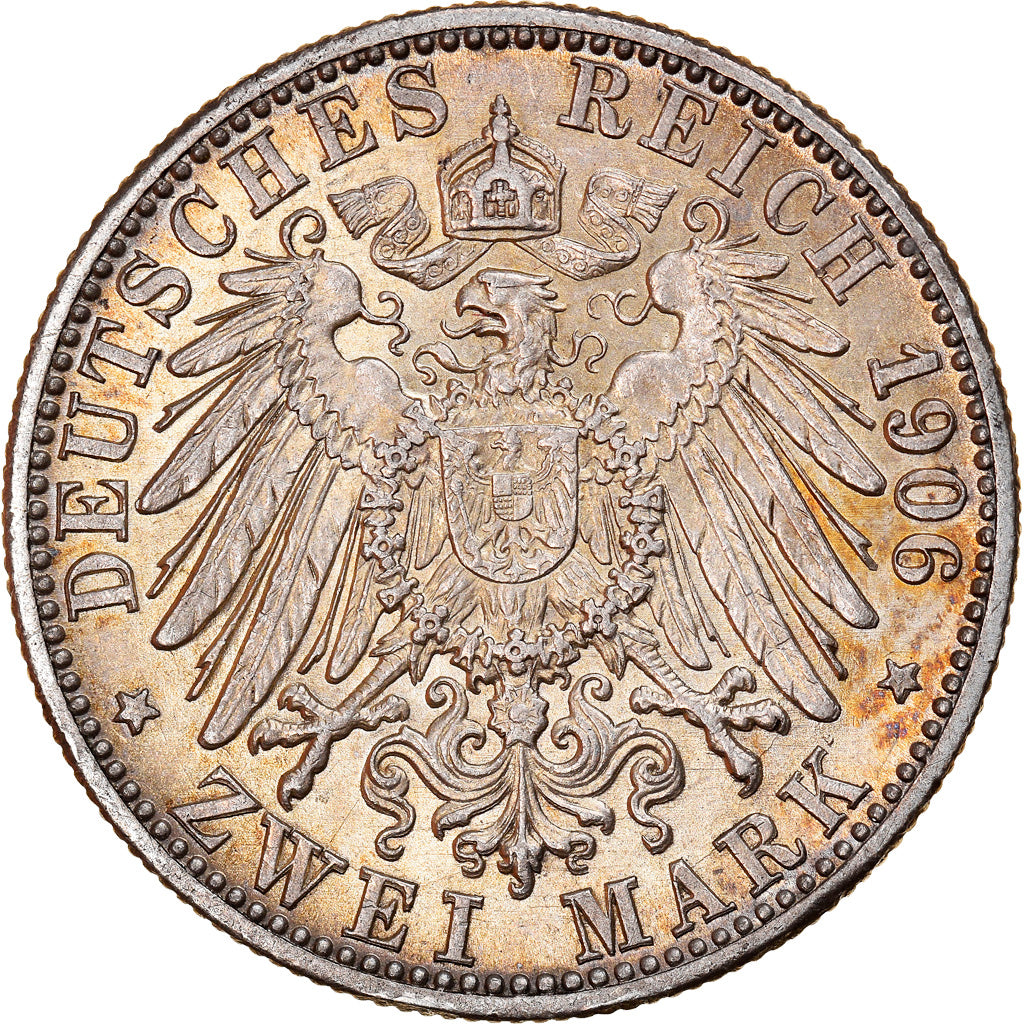 Moneda, Estados alemanes, BADEN, Friedrich I, 2 Mark, 1906, EBC, Plata, KM:276