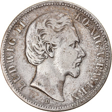 Moneta, Stati tedeschi, BAVARIA, Ludwig II, 2 Mark, 1877, MB+, Argento, KM:903