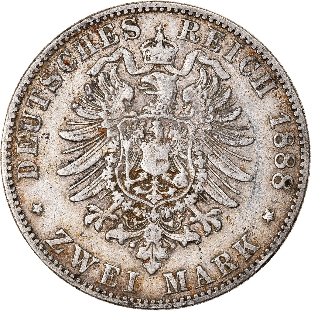 Moneta, Stati tedeschi, SAXONY-ALBERTINE, Albert, 2 Mark, 1888, MB+, Argento