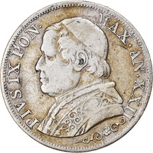 Münze, Italien Staaten, PAPAL STATES, Pius IX, Lira, 1868, Roma, S+, Silber