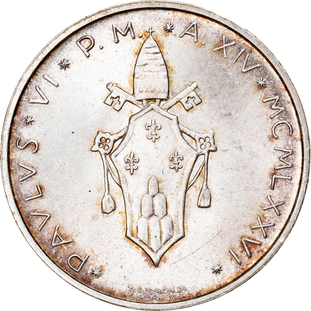 Moneta, PAŃSTWO WATYKAŃSKIE, Paul VI, 500 Lire, 1976, Roma, MS(63), Srebro