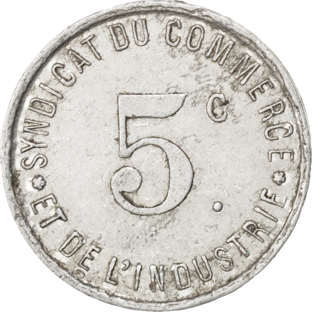 France, 5 Centimes, 1917, EF(40-45), Aluminium, Elie #10.1, 0.76