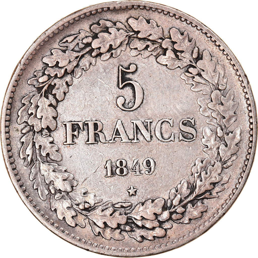 Moneta, Belgio, Leopold I, 5 Francs, 5 Frank, 1849, BB, Argento, KM:3.2